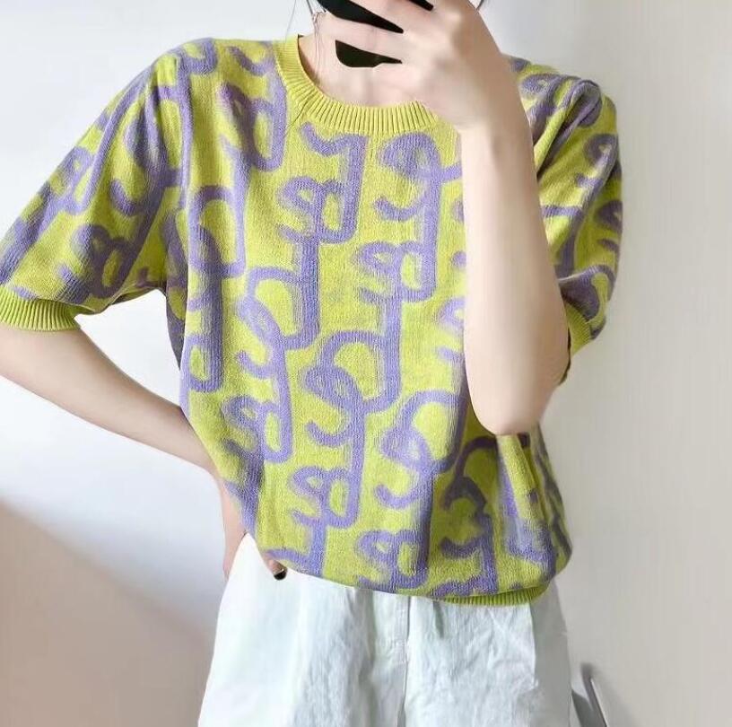 

Designer Womens Sweaters Luxury GGity Letter Knit Short-Sleeved Fashion Temperament Knitted Sweater Top, 08