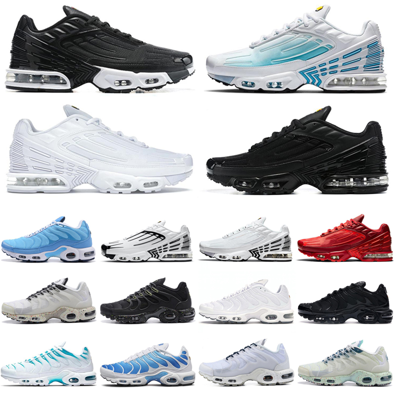 

TN Plus Running Shoes Cool Grey Men Women White University Blue Triple Red Be True sneakers, (3)
