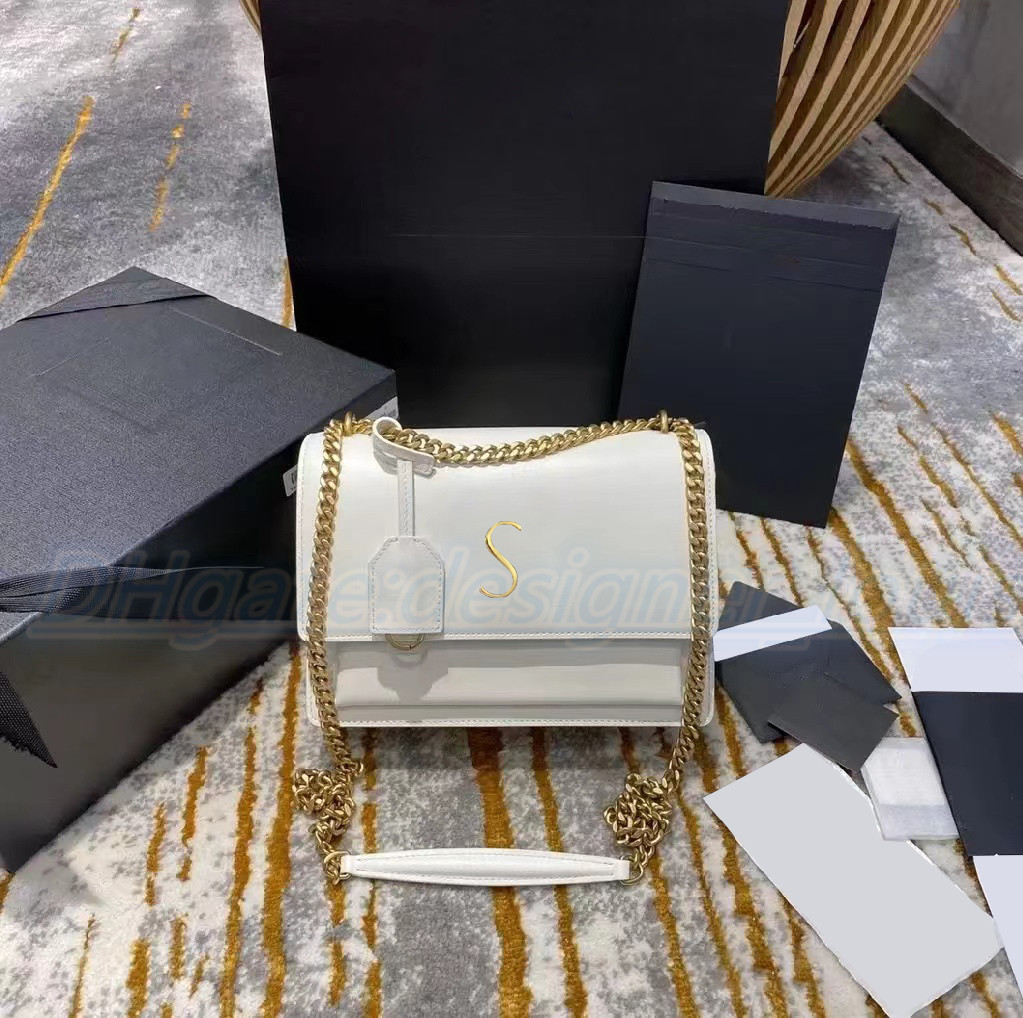 

Designer luxury SUNSET clutch flap tote bag Genuine Leather classic pochette envelope Multifunction handbag Gold chain womens men crossbody shoulder fashion bags, Carton