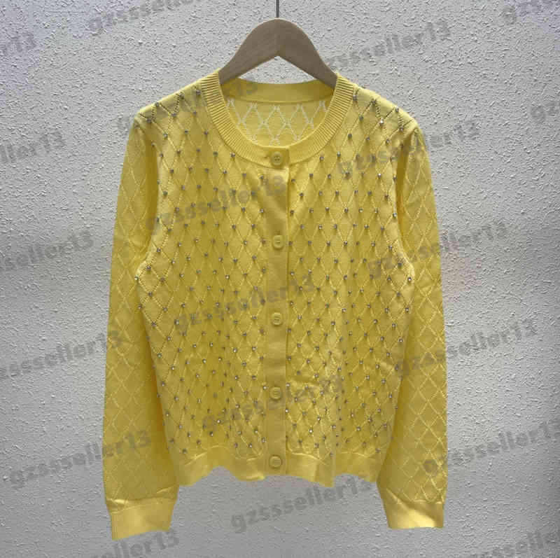 

Designer Cardigan Womens Sweaters Fashion Brand Miu Cardigans Jacket Round Neck Delicate Diamond Knitted Sweater Tops For Women 0912