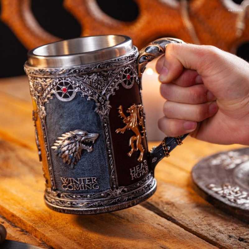

Mugs Creative Wine Glass A Song On Ice And Fire Mug Game Thrones Embossed Beer Large Capacity Whisky Coffe Milk Cups