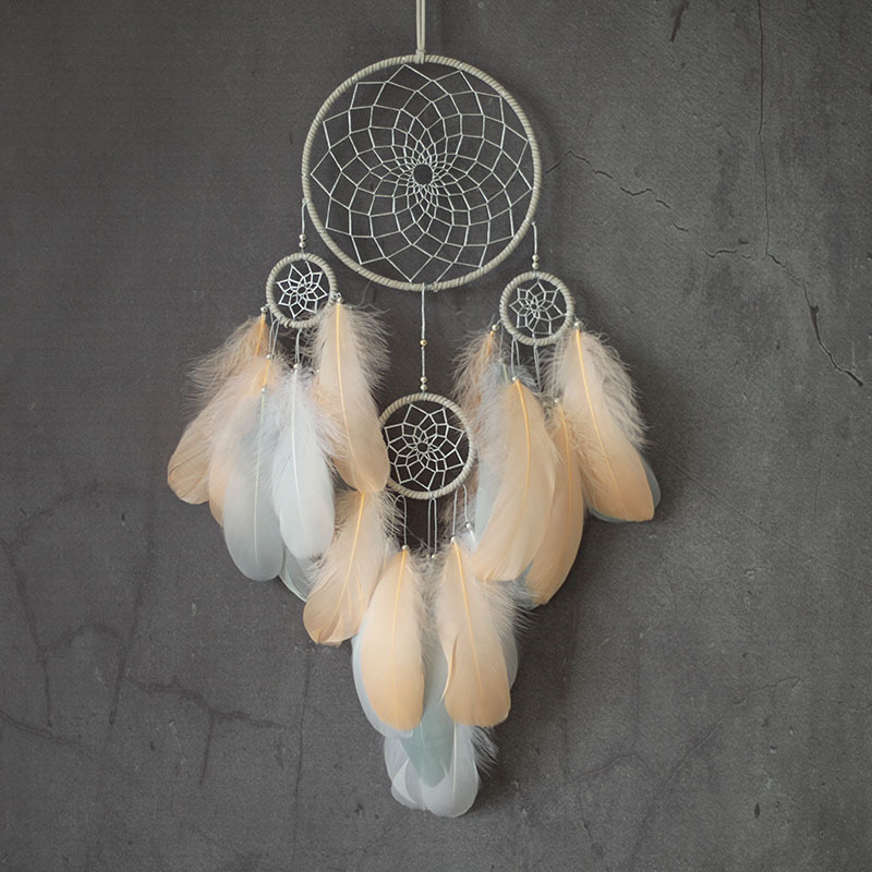 

Dream Catcher Boho Decor Handmade Gift Wall Hanging Decor Art Ornament Crafts Circle Feather For Kids Bedroom Wedding Festival 16 x 50cm 1222980