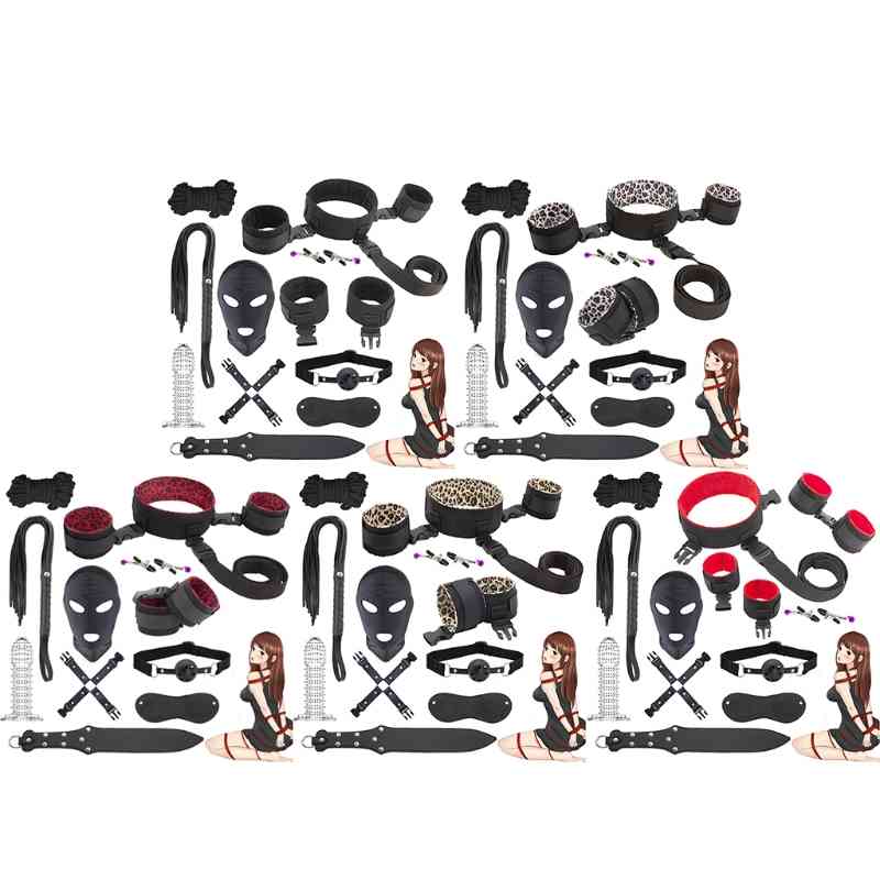 Articles de beauté K5DE 12 pièces Kit de retenue Bdsm ensemble de bondage sécurisé jouets sexy sous le lit accessoires de jeux masque complet bat