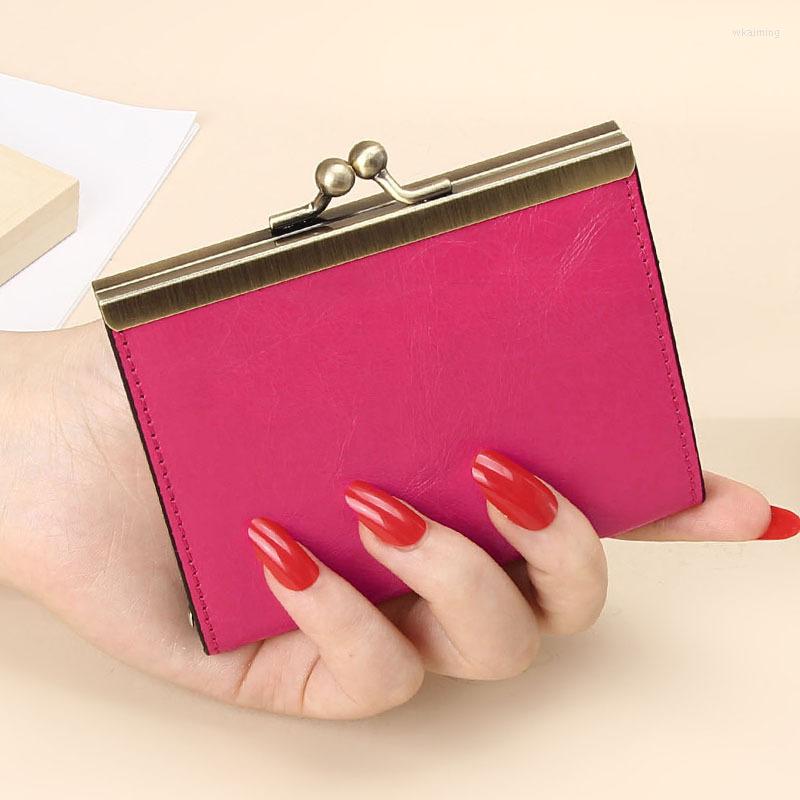 

Card Holders Vintage Men's Short Design Genuine Cowhide Leather ID Cards Hasp Purses Wallets Money Bag Clips Gifts, Black