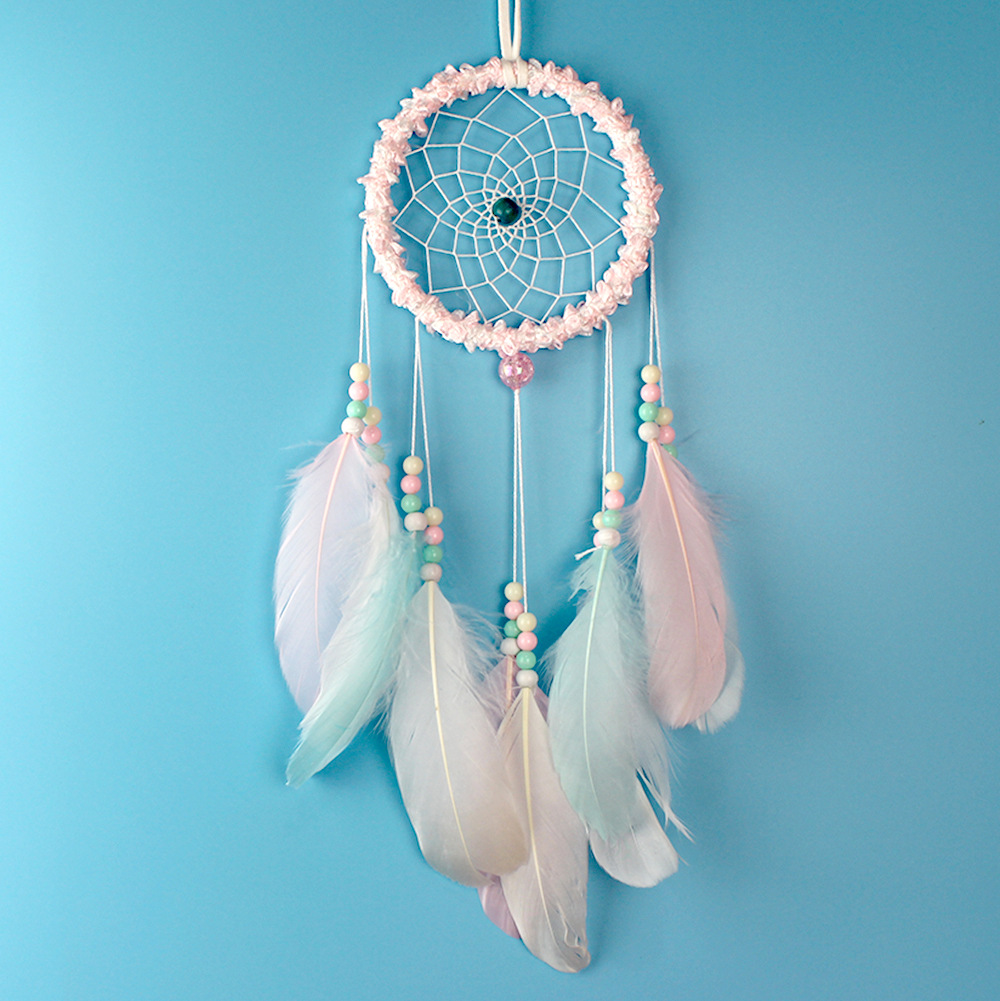 

Dream Catcher Boho Decor Handmade Gift Wall Hanging Decor Art Ornament Craft Feather Bead for Kids Bedroom Wedding Festival 55 x 11cm 1222976