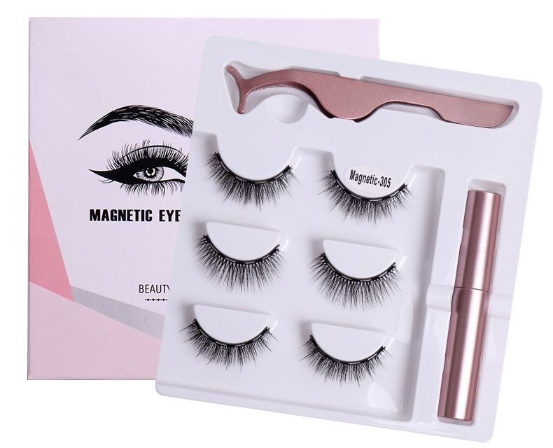 Natural Thick Magnetic Fake Eyelashes Soft & Vivid Reusable Handmade Magnets False Lashes None Glue Needed with Eyeliner Tweezer 5 Models DHL-image-796260967