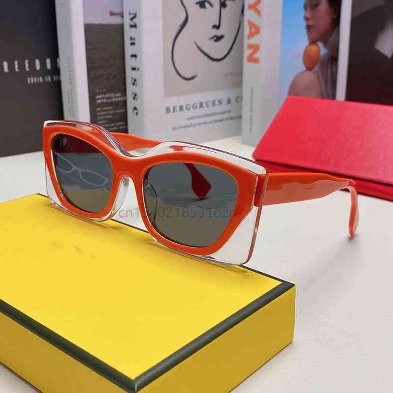 

Sunglasses New One-piece small frame orange Acetate Women FE40034U Europe America Fashional Anti-reflective Sun Glasses UV400