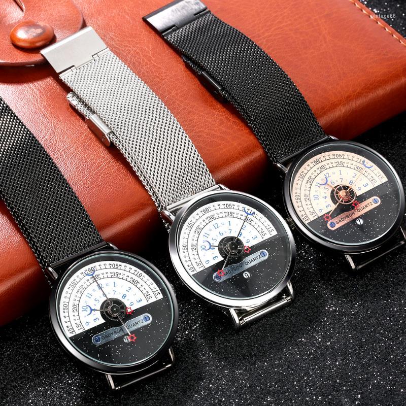 

Wristwatches Creative Star Moon Quartz Watch Men's Light Luxury Stainless Steel Watches With Calendar Dial Birthday Anniversary Gifts