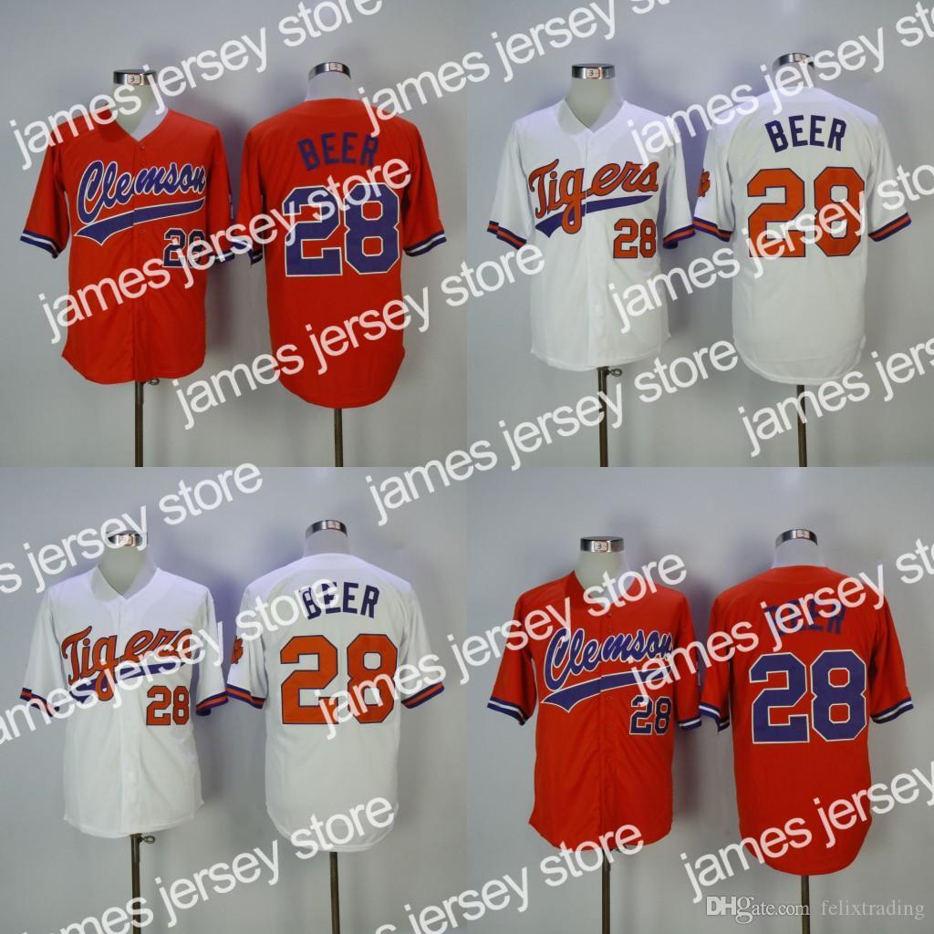 

Baseball Jerseys Clemson baseball Jersey #28 Seth Beer Home Away White Purple Orange Seth Beer Stitched Baseball Jersey