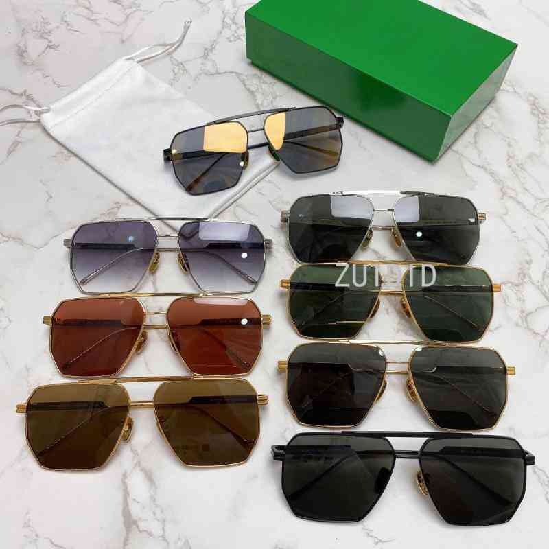 

Sunglasses Square Metal Frame Colorful Lens Mirrored Bv1012 Women Steampunk Chrome Polygon Pilot Shades Men Luxury