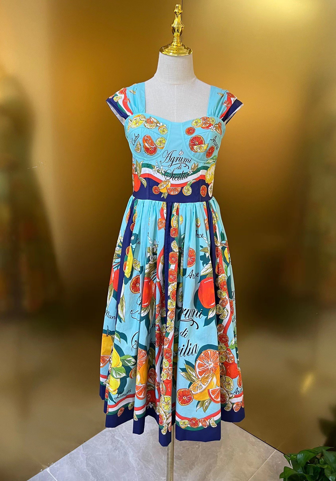 

Casual Dresses 2022 European fashion orange flower cotton dress, Multi