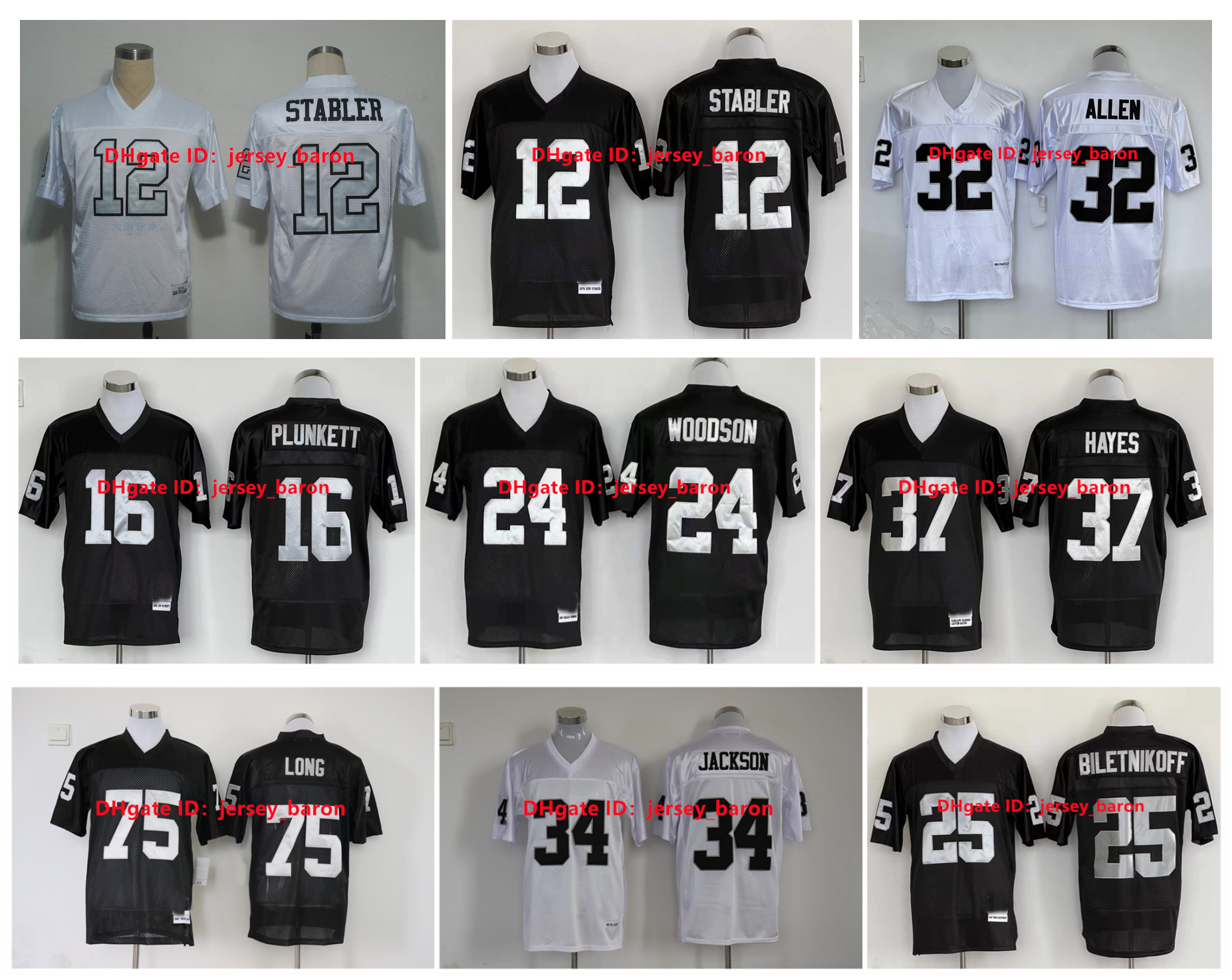 

Throwback Raideres Football Jersey Bo Jackson Oaklands Charles Woodson Jack Tatum Marcus Allen Ken Stabler Jim Plunkett Ronnie Lott Long Lyle Alzado Tim Brown, White/silvery number