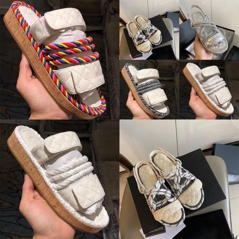 

Sandals platform sandals women slides shoes fashionable wide-soled flat canvas sandal shoe summer outdoor causal rope ankle strap slipper 1426 T2 V25r#, 1.1 high quality1