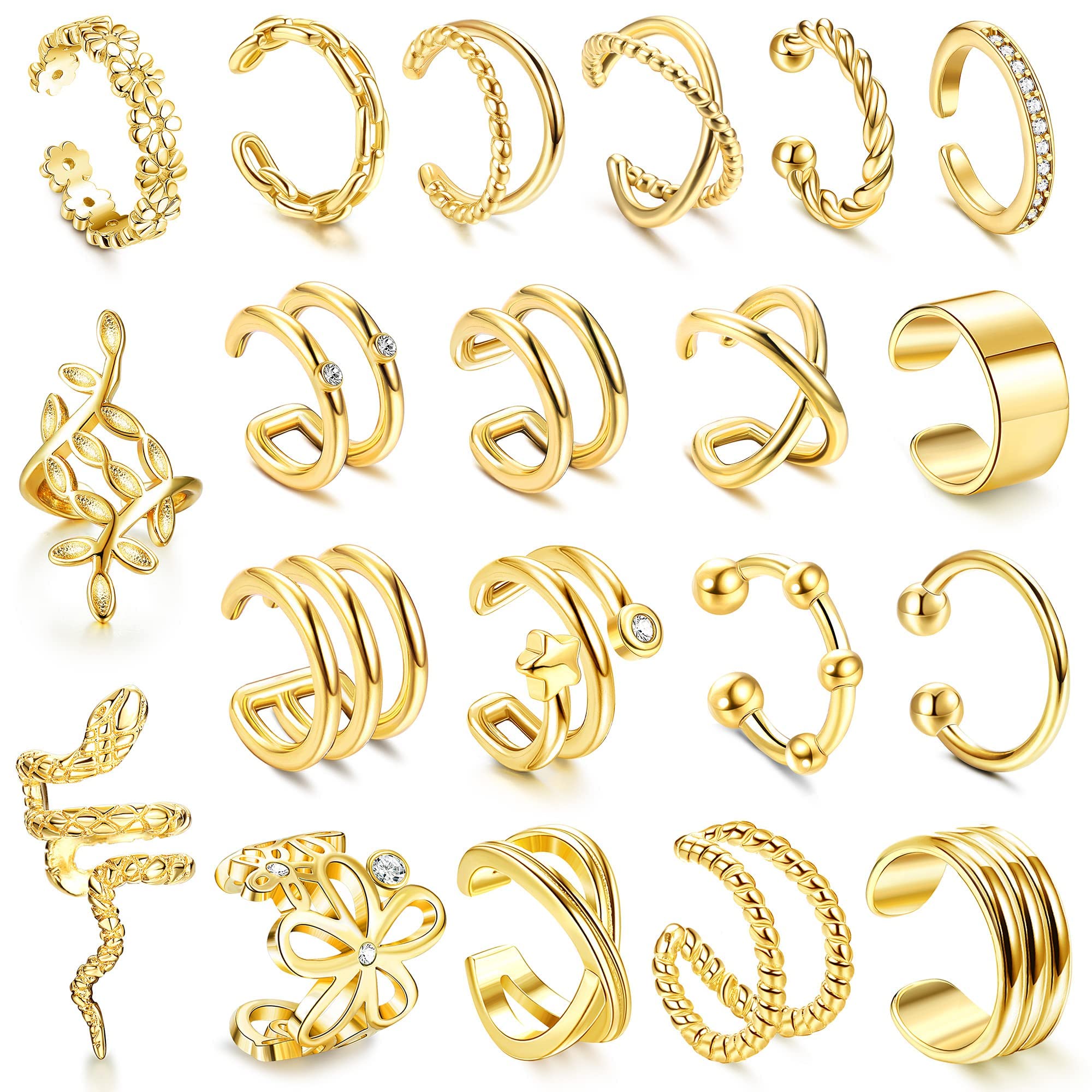 

Ear Cuff Single Cuffs Earrings For Women Non Piercing Gold Flower Cz Helix Cartilage Clip On Wrap Girls amlHf