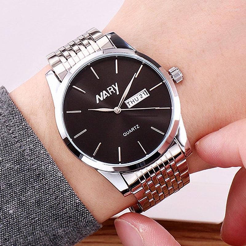 

Wristwatches Man Watch 2022 Top Nary Fashion Business Men Watches Stainless Steel Day Date Quartz Mens, 146138-4