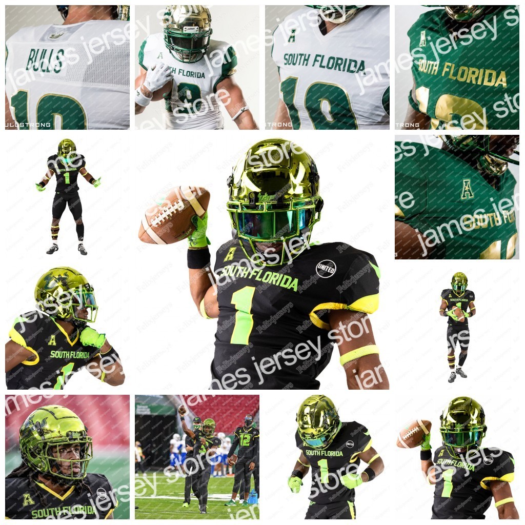

American College Football Wear 2020 South Florida Bulls Cade Fortin Johnny Ford Noah Johnson Katravis Marsh McCloud Smith Brendan Cyr NCAA College Football Jersey, Black youth s-xl