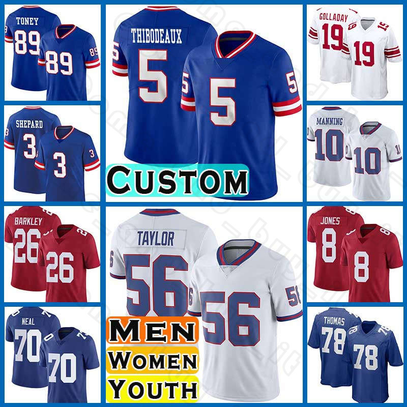 

26 Saquon Barkley Football Kenny Golladay Daniel Jones Jerseys Kayvon Thibodeaux Sterling Shepard Giants Leonard Williams New Yorks Darius Slayton Evan Neal, Custom men (j r)