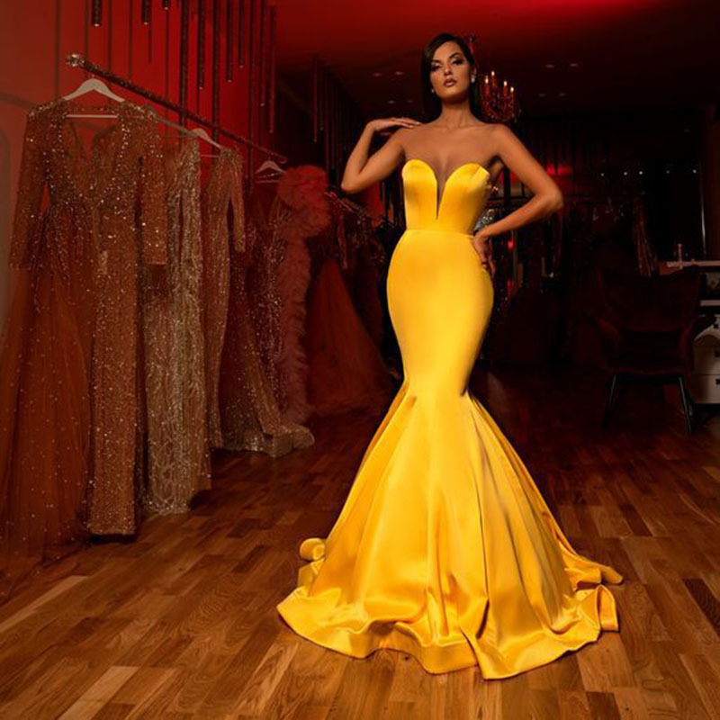 Gold Mermaid Evening Dresses Beaded off shoulder Prom Formal Party Second Reception Gowns Dress-image-795968464
