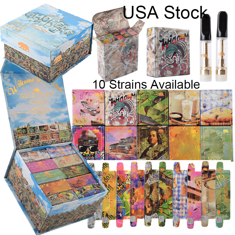 

USA Stock Gold Coast Clear Atomizers Smokers Club Limited Edition Empty Vape Cartridges Pen Packaging 0.8ml 1ml 510 Thread Thick Oil Ceramic Carts