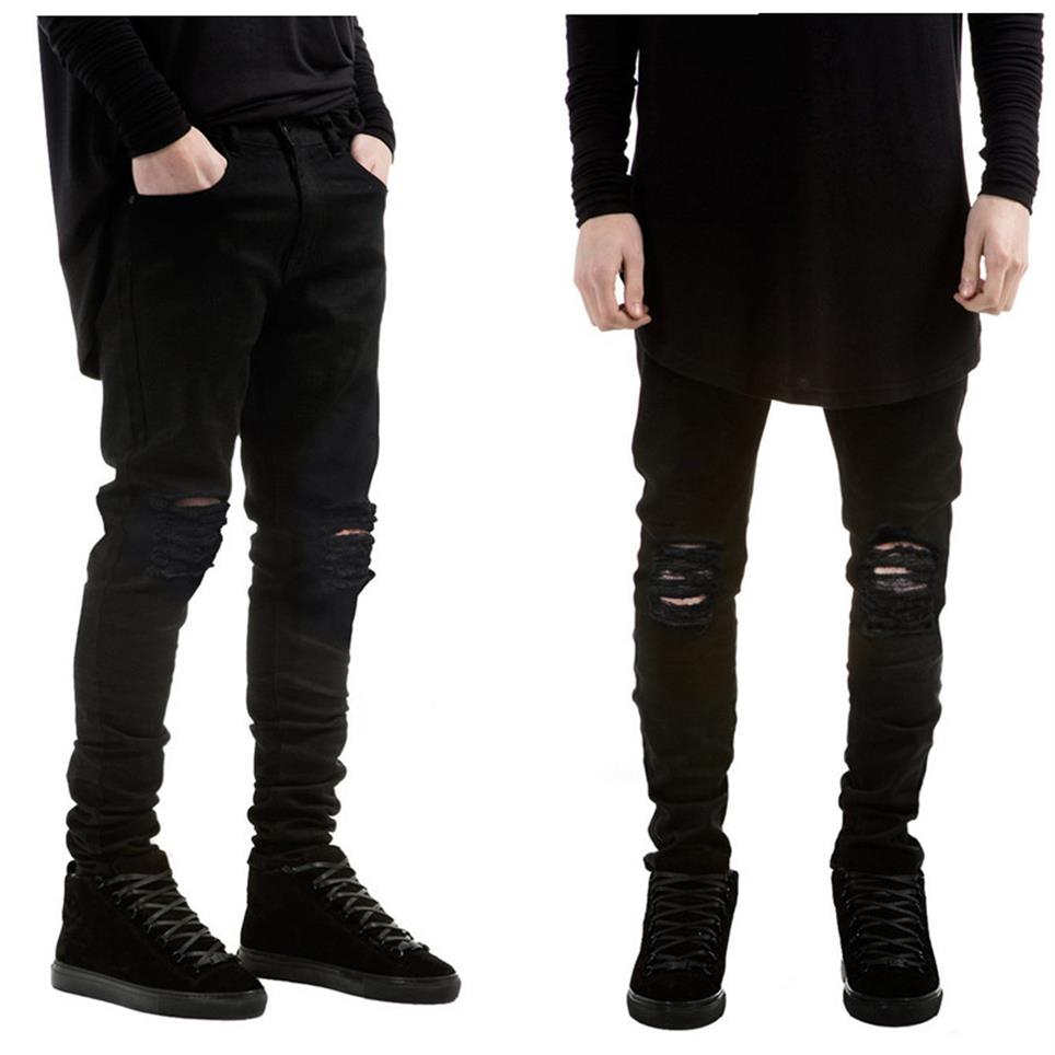 

2021 Men's Jeans men black skinny ripped Stretch Slim hip hop swag denim motorcycle biker pants Jogger2256, B555 black