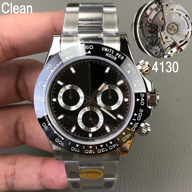 

15 Types Black dial Clean Factory Watch men Luxury Super Quality 116500LN Eta 4130 Mechanical Movement watches 40mm Ceramic Bezel 904L Luminous Waterproof with box, 10 with box papers