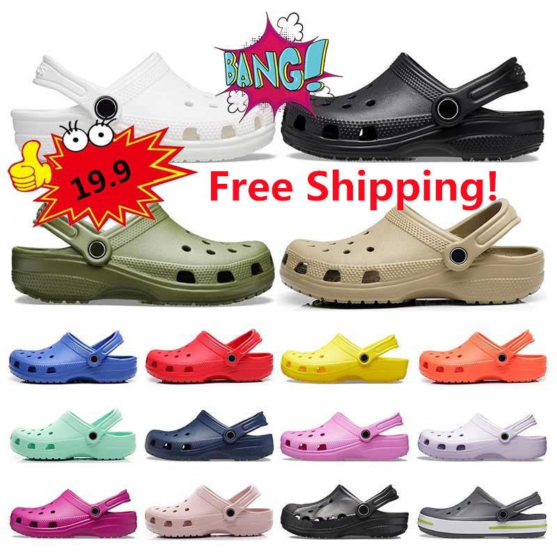 

Size M11 Croc Clog Shoes Buckle designer Sandals slippers croos slides classic mens triple black white Khaki navy blue Waterproof Nursing Hospital womens outdoors, 11 white navy