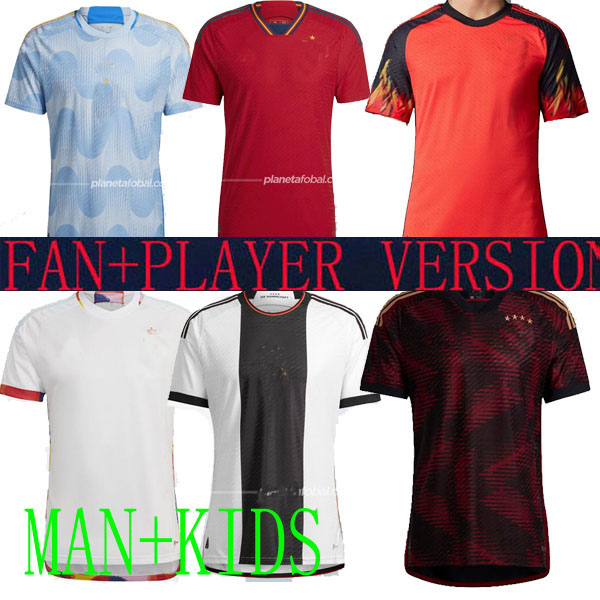 

2022 BelgiumS SPAINS GERMANYS SOCCER JERSEYS home away DE BRUYNE WERNER GOTZE PEDRI GAVI 22 23 player version fan kids jersey football shirt RAMOS KROOS white red kits, Third away man 2
