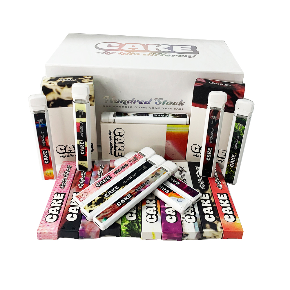 

Popular Cake Disposable Vape Pen E Cigarettes Rechargeable Battery Starter Kit Vapes Cartridges 1ml Empty Oil Carts Vaporizer Device Pods with packaging