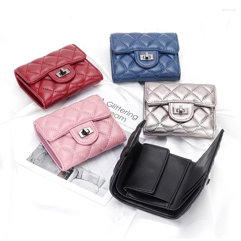 

Wallets Lingge Pattern Fashion Purse For Women Soft Sheepskin Ladies Short Wallet Card Holder Genuine Leather Female Coin Purses, Black