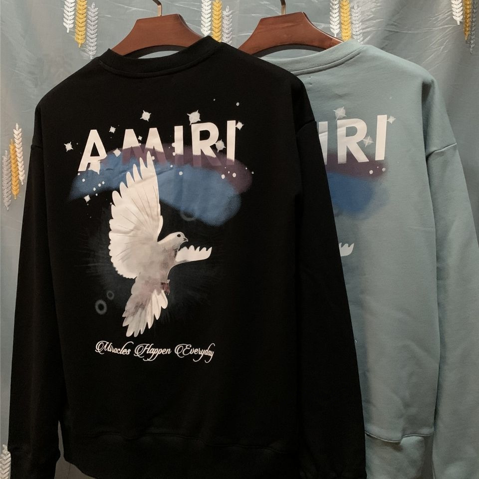 

amiiriss Designer Hoodie Pullover Sweatshirt Long Sleeve Fall Casual Dove Print Crew Neck Loose Men' and Women' Same Style Couple  99I3, Black