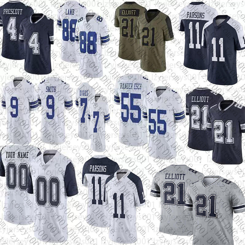 

4 Dak Prescott Football Jersey 7 Trevon Diggs 11 Micah Parsons Dallas''Cowboys''Custom 73 Tyler Smith 88 CeeDee Lamb 21 Ezekiel Elliott 55 Leighton Vander Esch, Womens