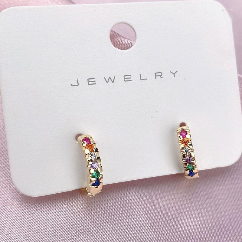 

Hoop Earrings 2022 Design Rainbow CZ Crystal Tiny Rings Small Huggies Girl Women Cartilage Simple Piercing Hoops Studs Gift