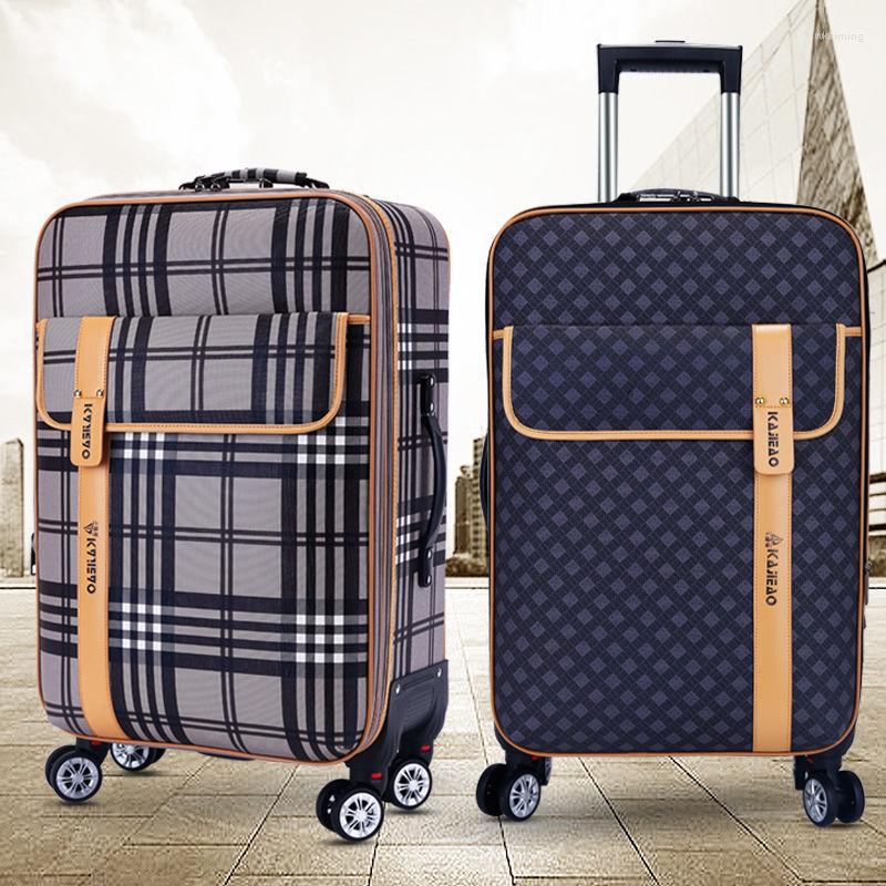 

Suitcases 20"22"24"26"28 Inch Travelling Soft Luxury PU Suitcase On Wheels Oxford Cloth Rolling Luggage Boarding Case