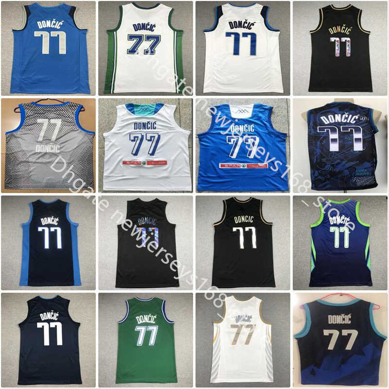 

Jersey Top Quality Wholesale Basketball Doncic Luka 77 Jerseys Team Blue White Black Gold Dallas''Mavericks''Men Sports Shirts, As picture