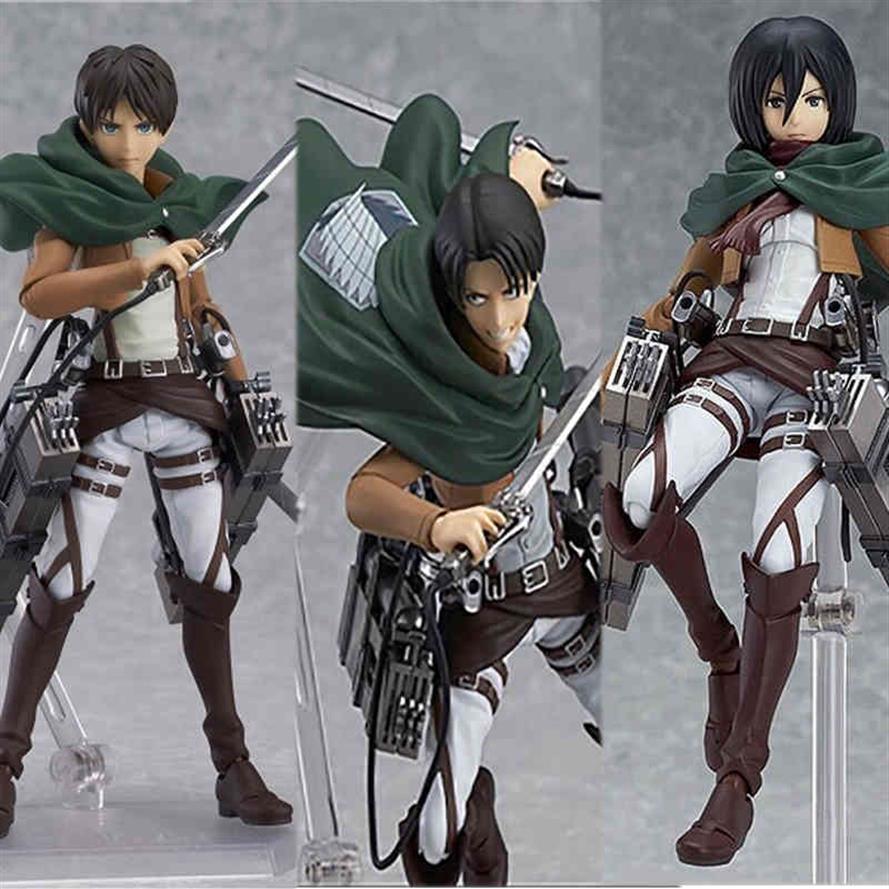 

Attack on Titan Figures Eren Mikasa Ackerman Levi PVC Action Figure Jaeger Eren Ackerman Anime Figma 203 207 213 Figure X0503288b, 417 no box