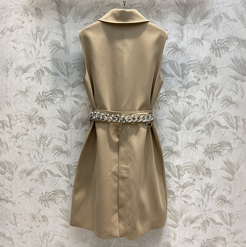 

Luxury Womens Trentch Coat Vintage Autumn Sleeveless Coat JNS Fashion Street Style Vest, Khaki with label#