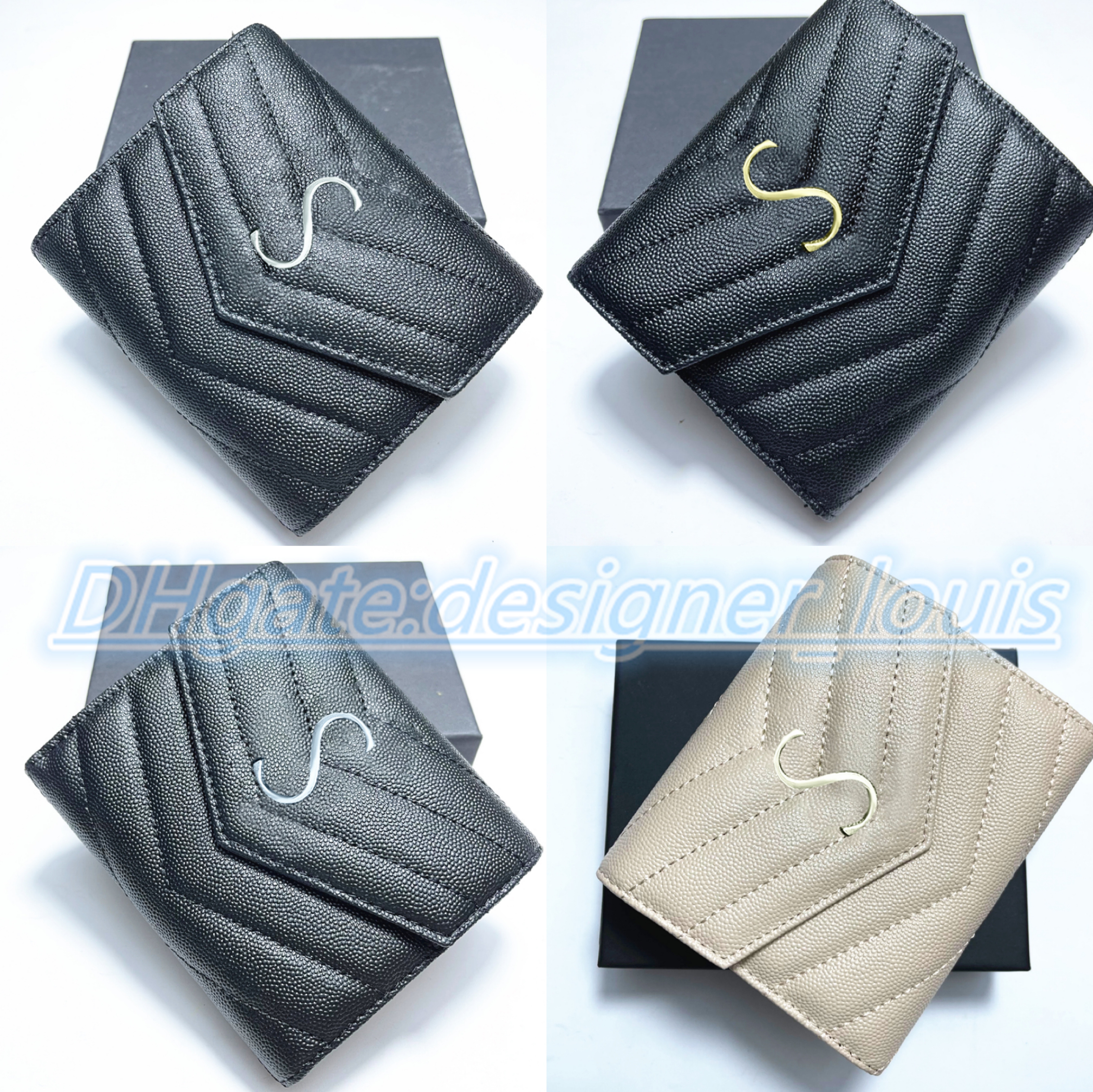 

Top quality Designer mens womens coin purse caviar Wallets leather wallet card holder key pouch with box Luxury cardholder Multifunction passport holders cards, Black silver
