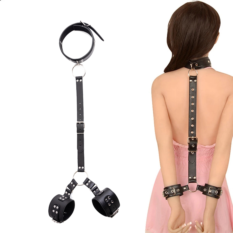 Articles de beauté Cou en cuir au poignet Restrictions Bdsm Bondage Ceinture Menottes Collier Gags Jeux pour adultes Jouets sexy pour couples Jeu