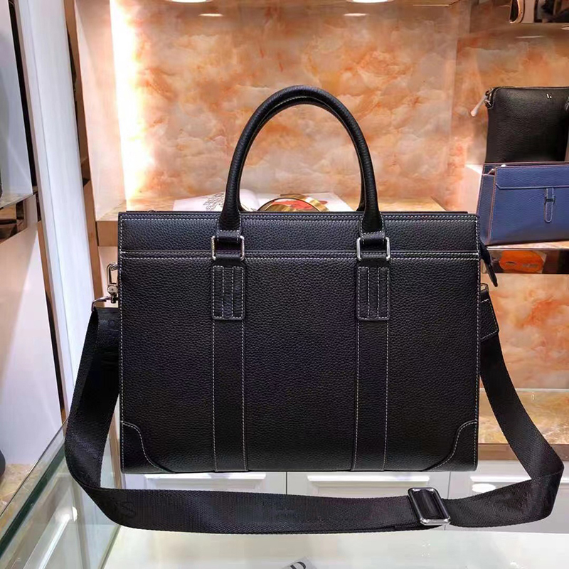 

New Men Shoulder Briefcase Black Leather Designer Handbag Business Laptop Bag Messenger Bags With Nameplates Totes Men's Luggage Computer Handbags 37CM
