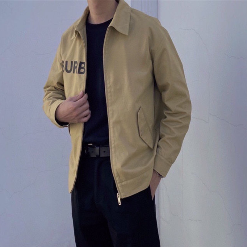 

Burb Jacket Designer Coat Men Lapel Polo Cardigan embroidery Casual Business Zip Jackets, Black