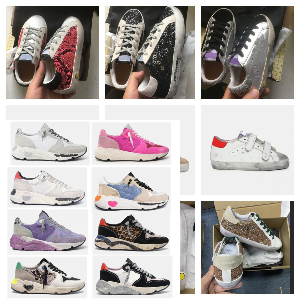 Designer White Italy Brand Training Shoes Casual Classic Do-old Dirty Shoe Luxurys Glitter Velcro High Quality Super Star And New trainers Black