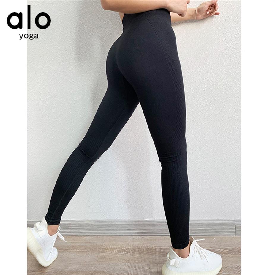 

ALO yoga pants training trousers nude skin-friendly leggings high waist hip lift training pant ghh251z, Black