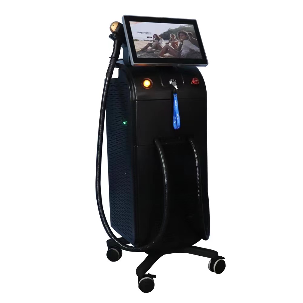 Professional three wavelength 2 handles diode laser epilator Ice Laser Titanium Platinum 1600W permanent 755 808 1064nm diode laser hair removal