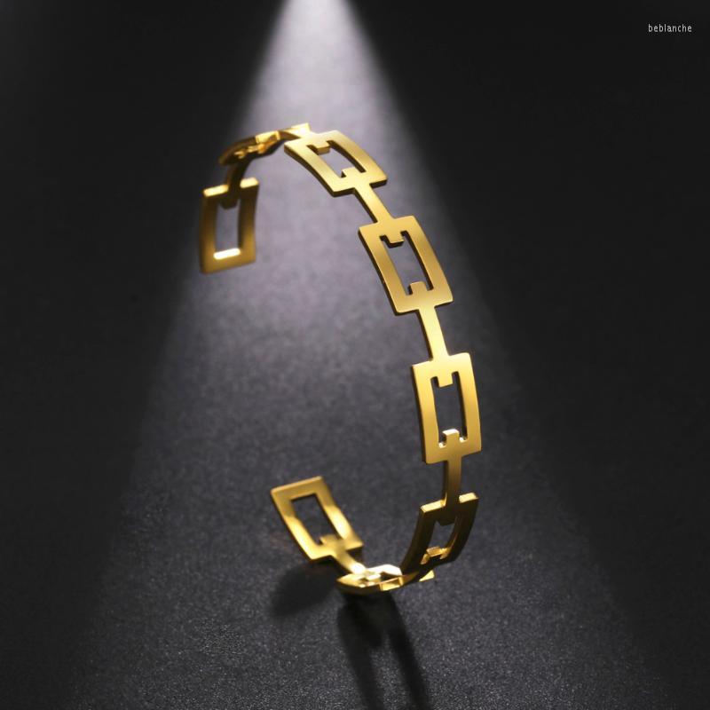 

Bangle Skyrim Gold Color Geometric Chain Bangles Women Stainless Steel Adjustable Fashion Jewelry Valentine's Day Gift