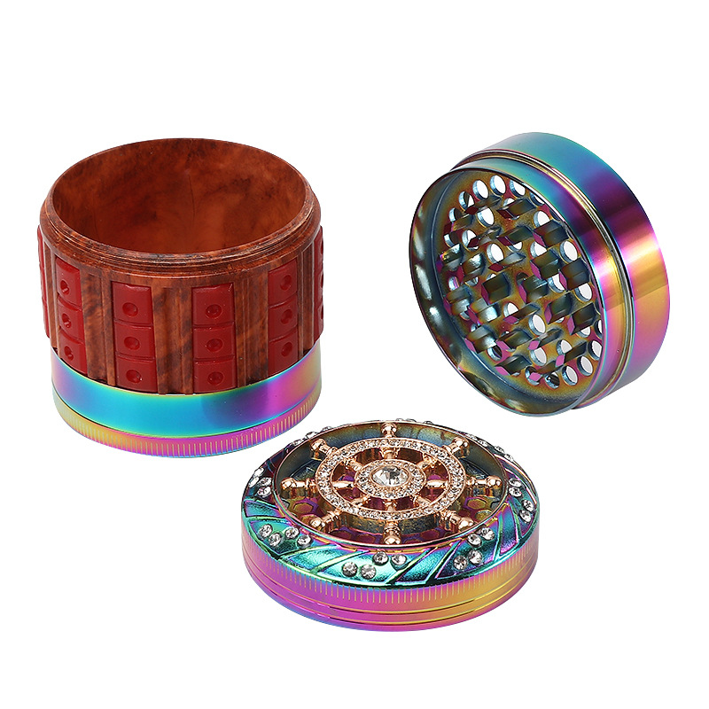 

Smoking Accessories In stock 63mm plating 5 layer Herb Tobacco Grinder hand muller