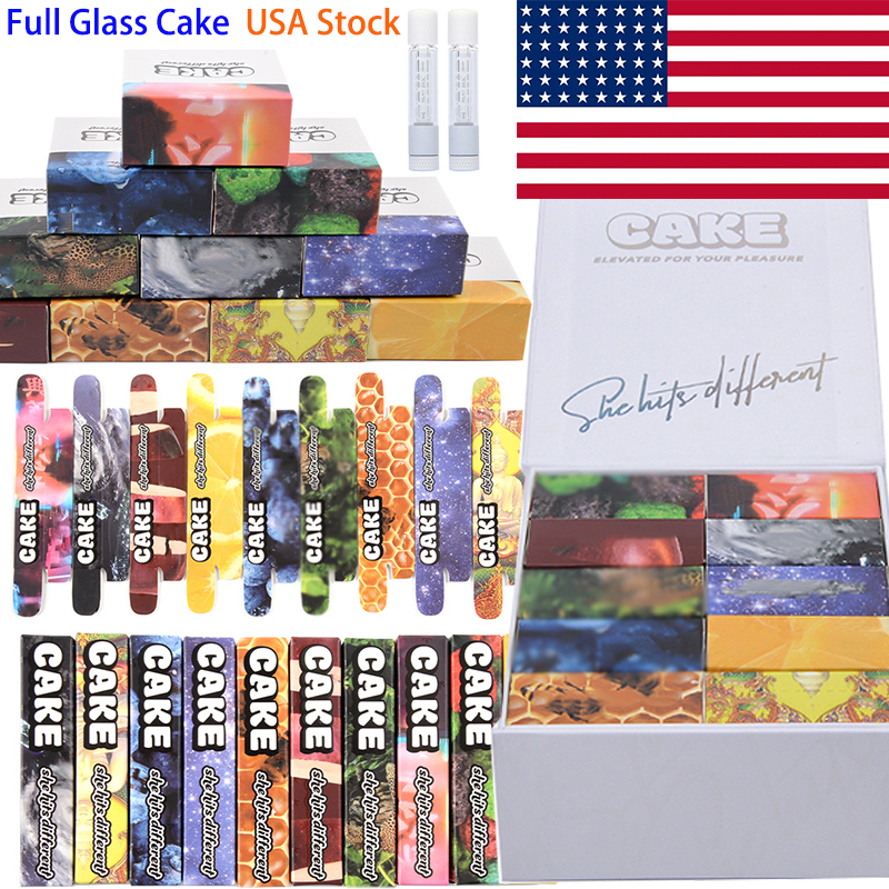

USA Stock Cake All Glass Atomizers Newest Package 10 Strains Vape Cartridges Packaging 1.0ml Ceramic Carts Empty Glass Thick Oil Vaporizer 510 Thread E Cigarettes