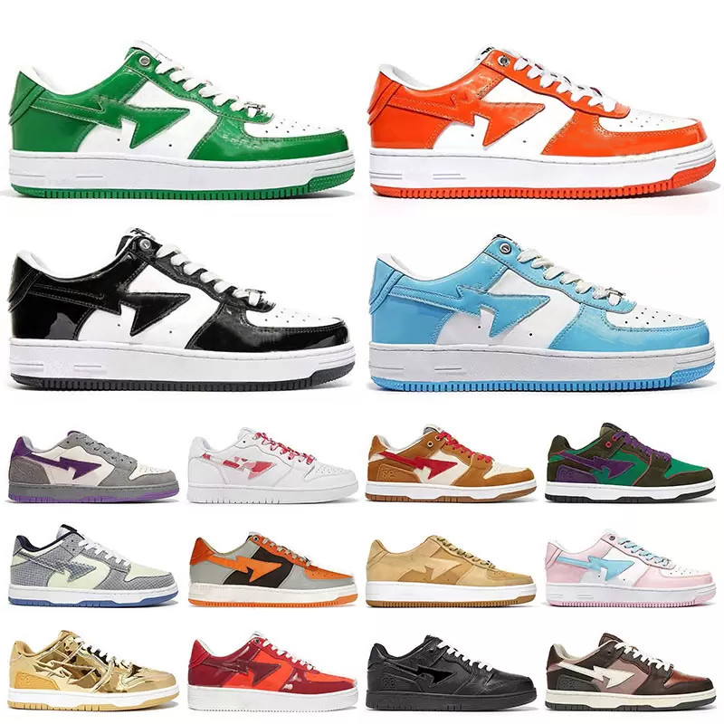 

Designer Fashion Bapestas Casual Shoes Women Mens Beige Orange Unions Black White Suede Leather Platform Sneakers ABC Camo Red Trainers, 38