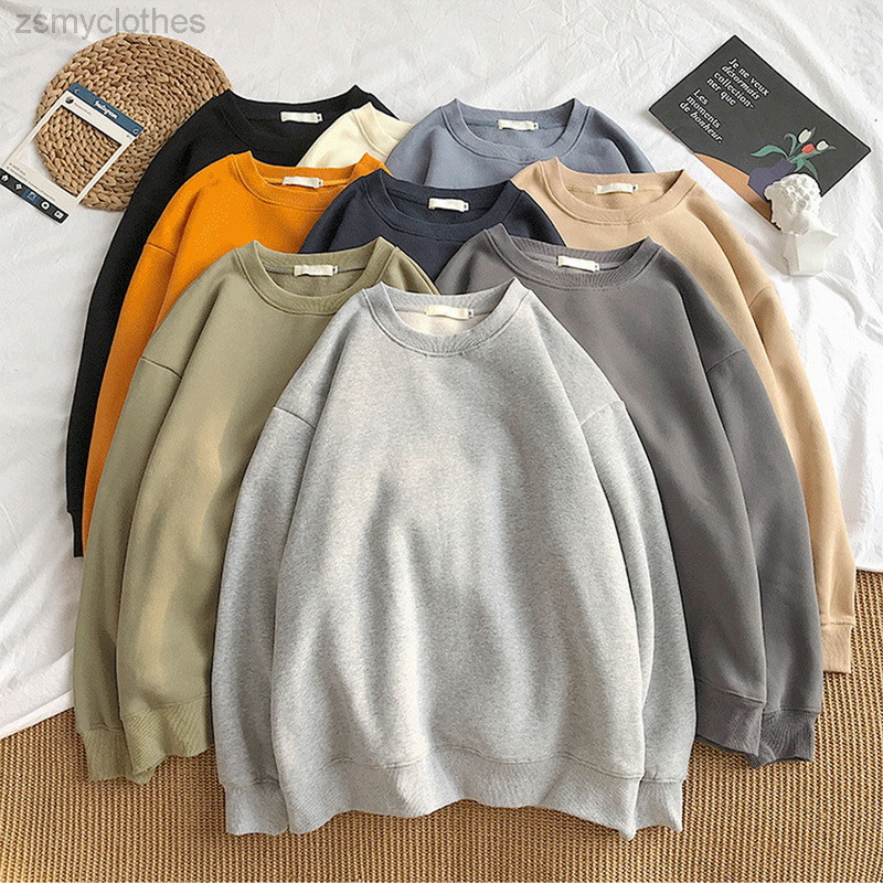 

Womens Men Oversized Crewneck Sweatshirt Female 2022 Basic Solid Pullover Korean Style Harajuku Sweatshirts Unisex Y2k Hoodies, Black