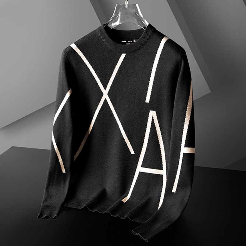 Men's Sweaters high end brand designer winter wool Pullover fashion black sweater men's geometric printing knitted casual wear 220829