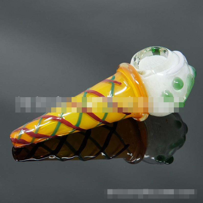 

Cream Cone Smoking Glass Water Pipe Tobacco Thick 4.73Inch Glass Hand Pipes